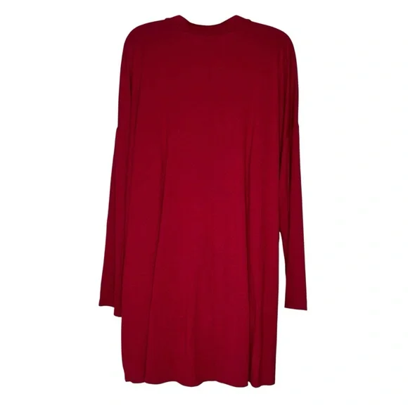 EILEEN FISHER Size‎ 1X China Red Mock Neck Lightweight Viscose Jersey Tunic Top.